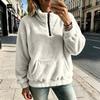 Women's High Neck Zip Up Long Sleeve Loose Fit Casual Pullover Top