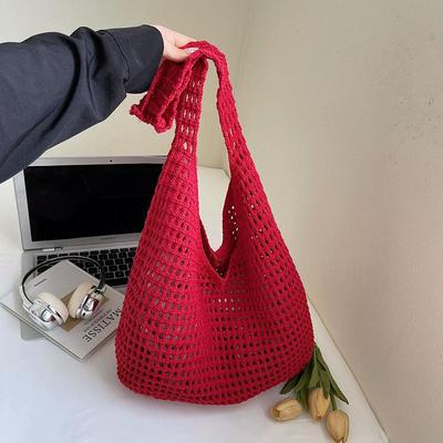 Kreativní velkokapacitní tašky přes rameno Ležérní jednoduché kabelky Vintage multifunkční pletená nákupní taška Plážová taška