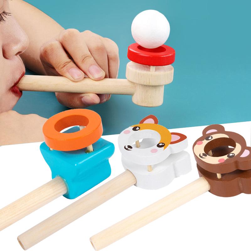 Wooden Cartoon Suspension Ball Blower – Early Learning Toy for Kids to Develop Lung Capacity and Parent-Child Interaction