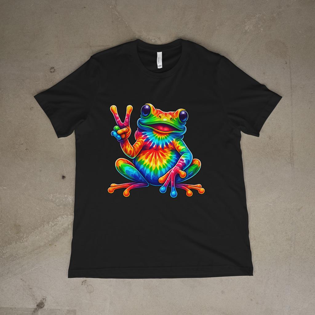Tie Dye Frog Peace Sign T-Shirt Funny Hippie Gift for Frog Lovers