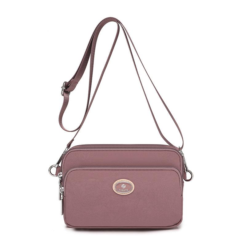 Borsa piccola da donna, borsa a tracolla, in nylon, quadrata, multitasche, tinta unita