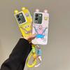 KEYSION Cute Ear Cartoon Case for VIVO V29e 5G with Lanyard Soft Silicone+PC Shockproof Phone Back Cover for VIVO V29e
