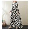 Round Neck Long Sleeve Loose Literary Vacation Style Dress