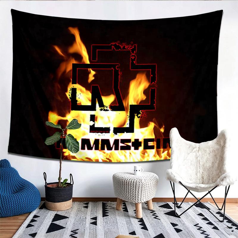 Rammstein Fire Pattern Tapestry Wall Hanging Boho Aesthetic Wall Blanket For Bedroom Living Room Dorm Home Wall Decor 1013610