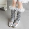 Breathable Cotton Lace Socks for Kids Age 3-13 Years Soft & Comfortable Elastic Leg Warmer with Dot Tulle