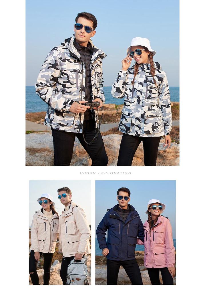 Unisex 3-in-1 Waterproof Down Jacket with Detachable Fleece Liner for Autumn/Winter Mountaineering
