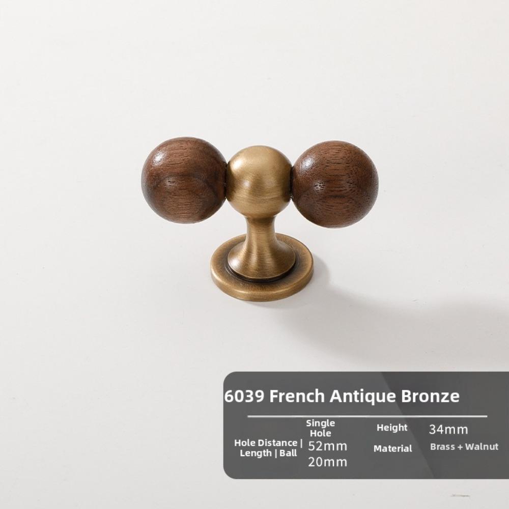 Walnut Drawer Pulls Brass Round Knobs Decorative Cupboard Handles Furniture Hardware