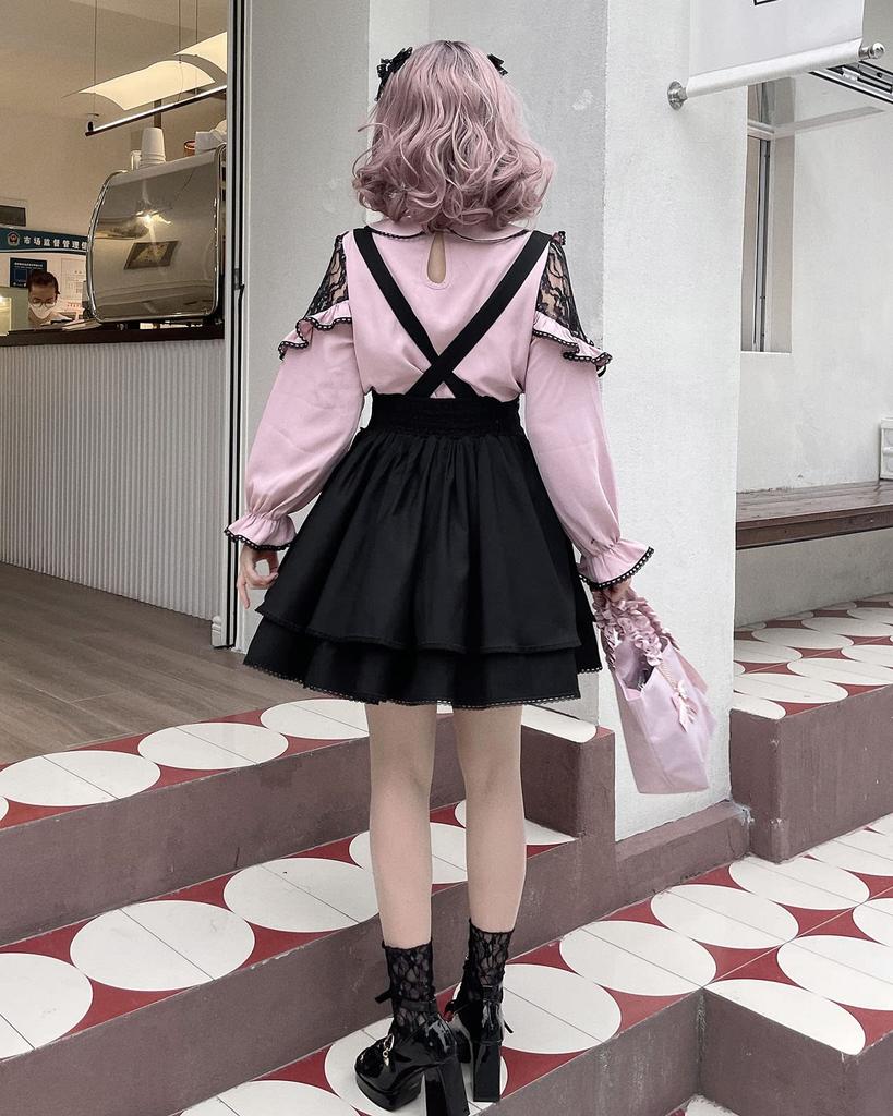 [Milky Time] Women's Casual Blouse and Skirt Set (L)