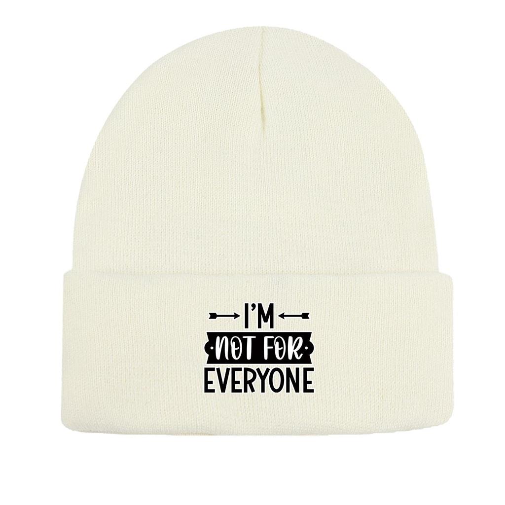 I'M NOT FOR EVERYONE\" Print Knit Cap Beanie, Text Man Cap Cancer Chemo Autumn Unisex Pompom Beanies Knitted Hat Beanie