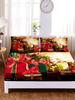 Bedding Set Christmas Fitted Sheet Set Bed Set Mattress Cover Four Corners Elastic Band Non Slip Bed Sheets and Pillowcases