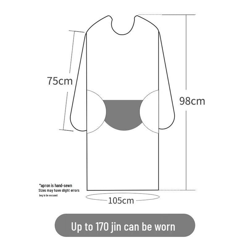 Waterproof Oil-Proof Cute Kitchen Apron with Wipeable Long Sleeves for Men and Women