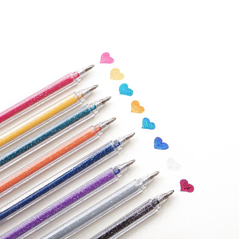 Glitter Gel Pens Set 8 Pack Sparkly Metallic Markers Vibrant Colors for Kids Coloring Drawing Adults Art Crafts Projects