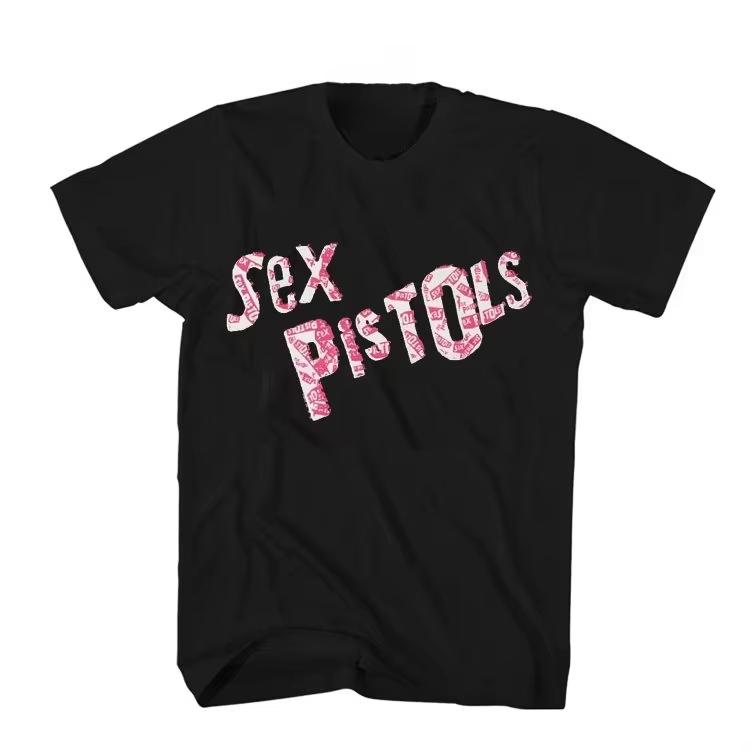 2026 New Summer Unisex Cotton Street Style Casual Top Printed With Classic Sex Pistols Band Pattern Unisex And Unisex Tshirt