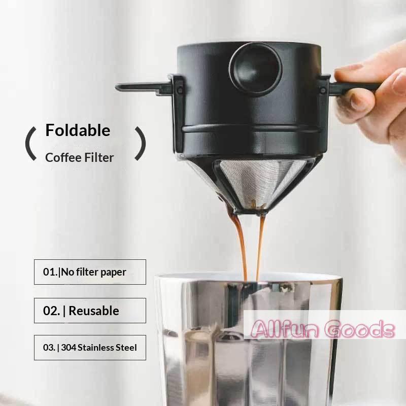 Přenosný skládací opakovaně použitelný kávový filtr Dripper s dvouvrstvou síťovinou pro Pour Over, cestovní, bez papírového filtru, na espresso