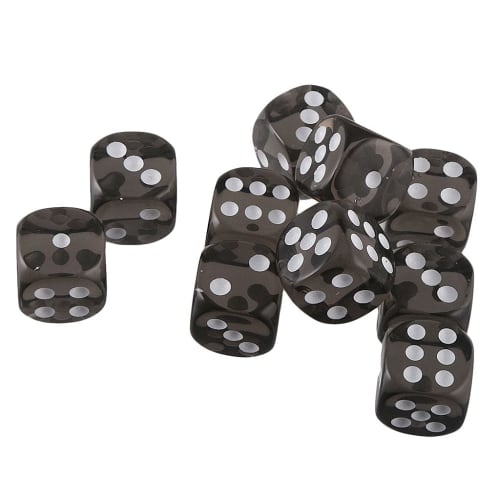 [Generic] Set of 10 Tabletop Role-Playing Game Acrylic Toy Six-Sided Dice, D6, Available In 10 Colors - Black