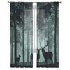 Deep Forest With Deer Tulle Window Curtain For Living Room Bedroom Voile Sheer Curtains Kitchen Treatments Drapes