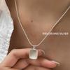 S925 Sterling Silver Square Brushed Snake Bone Necklace - Korean Style, Layered Design, Simple Clavicle Chain for Girls