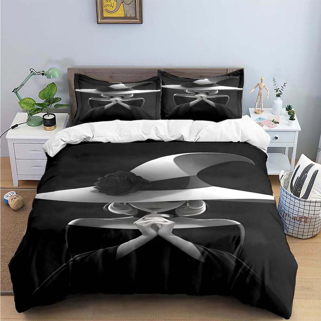 Fashion New Woman-Sexy Black And White Print Bedding Sets Bed Supplies Set Duvet Cover Bed Comforter Set Bedding Set Luxury Gift