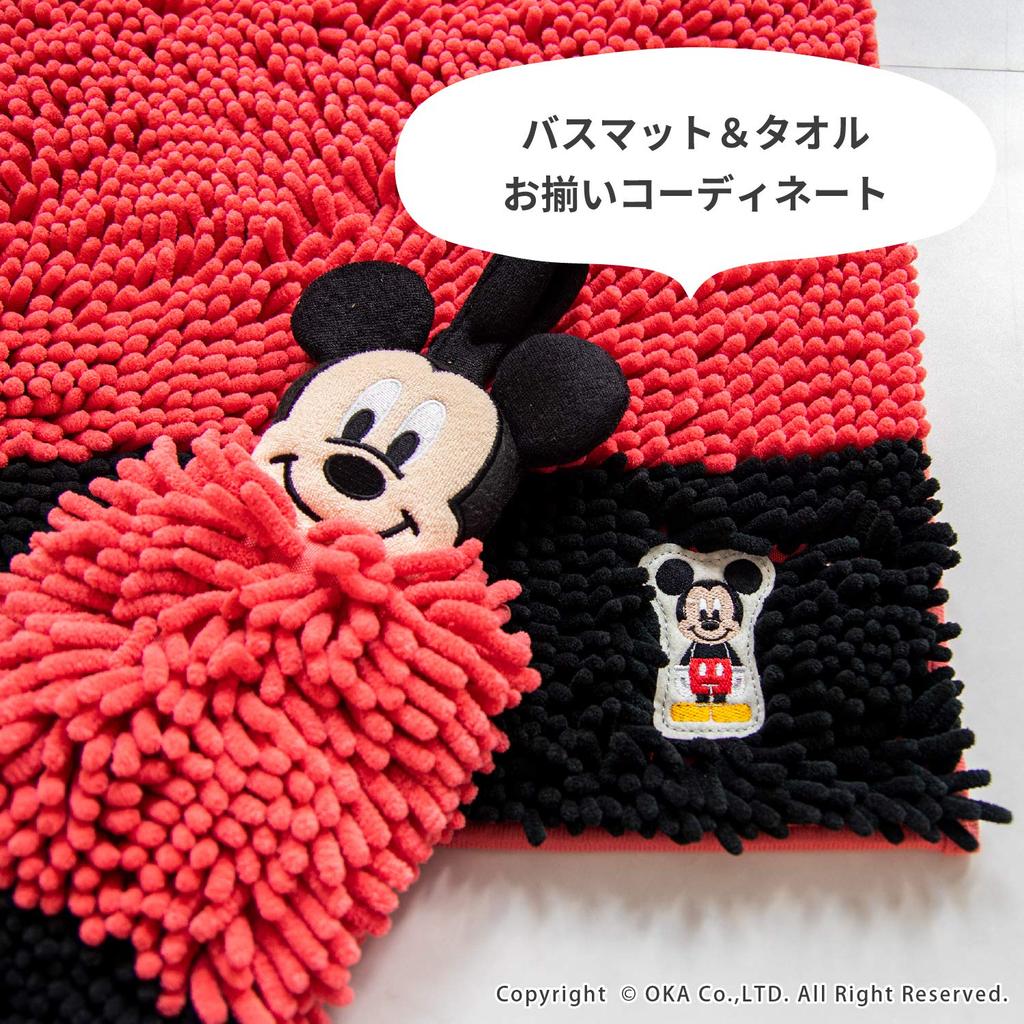 Oka Disney Mall Bath 36cm X Red Mat, Fitz, Approx. 50cm, (Mickey Mouse)