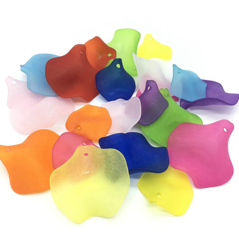 Frosted Lotus Leaf Thin Slices 24-36mm, Colored Hanging Holes for DIY Jewelry & Flower Weaving.