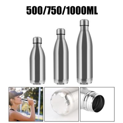 Single Wall Water Bottle Drinkware Outdoor Travel Sports Drink Bottles Water Cola Bottle 500ML 750ML 1000ML Stainless Steel