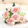 Artificial Persian Rose Bouquets - 5-Head Faux Roses for Home and Wedding Décor