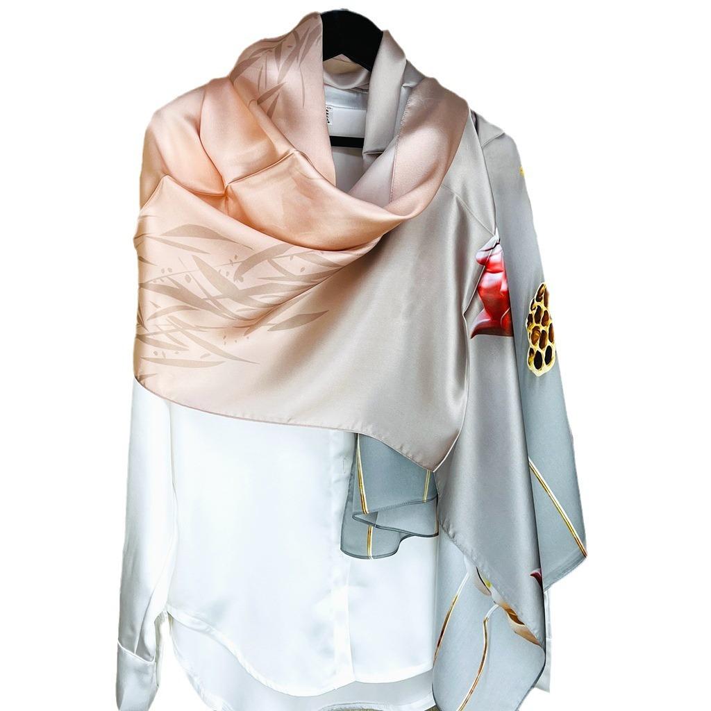 Spring And Autumn Silk Scarf Women'S Silk Long Scarf Gift Chinese Style Cheongsam Shawl With 100% Mulberry Silk