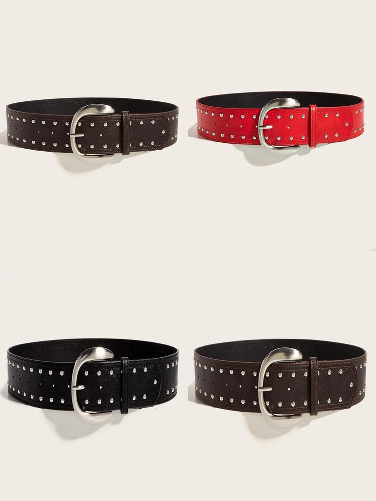 Alternative Style Leather Waist Belt With Metal Pin Buckle For Daily Wear