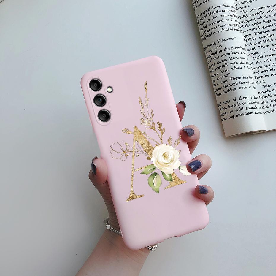For Samsung Galaxy A24 4G Fashion Case Pink Black Matte Silicone Letters Phone Case For Samsung A24 A 24 4G SM-A245F Back Cover
