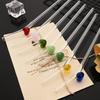 7pcs Glass Drinking Straws Set with Colorful Cute Heart Decor Reusable Clear Glass Straws with 2 Cleaning Brush and 1 Carrying Bag for Juice Coffee