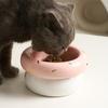 Cute Donut Shape Ceramic Pet Bowl Elevated Cat Bowl Protects Cervical Vertebrae Pet Supplies