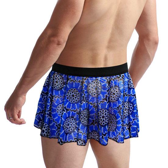 Unisex Mini Skirt Elastic Waist Vintage Printed Pleated Short Soft Breathable Clubwear Panties Underwear Underpants Male Inmitate Clothes
