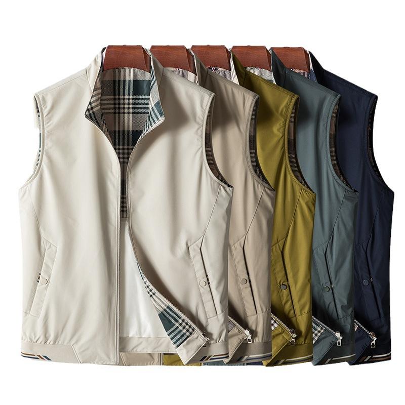 Spring and Autumn Men's Vest Stand-up Collar Business Casual Vest Fashion Vest High-end Sleeveless Jacket