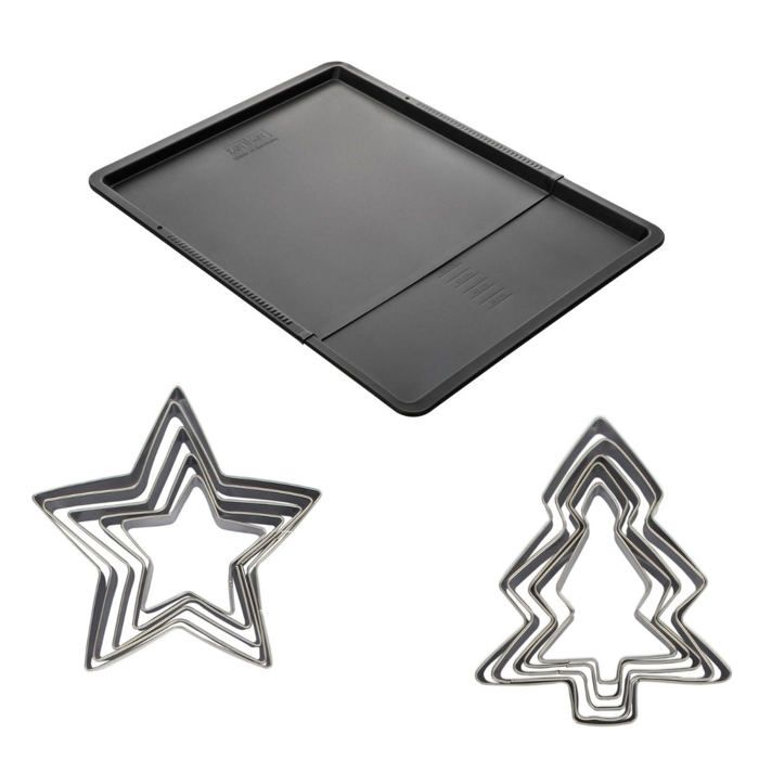 Ensemble avec plaque à pâtisserie extensible et 10 emporte-pièces - ZENKER