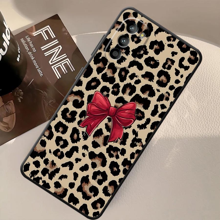 Creative Leopard Print Bow Phone Cover Case for Motorola Moto G50 G32 G52 G60s Edge 20 Pro 30 Lite G53 G30 G22 Edge40 G71 G51