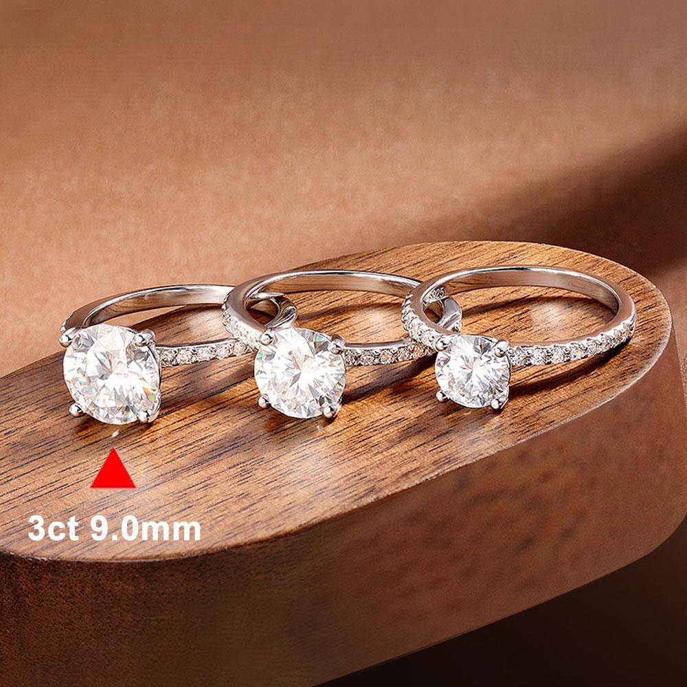 D VVS1 1-3ct Bague Moissanite Ronde Plaqué Or Blanc 18K Argent Sterling s925 avec Diamant GRA Alliances pour Femmes