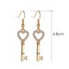Hollow Hook Earrings Women Girls Dangle Heart Key Eardrop Party Jewelry Gift Heart