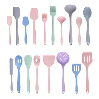 Silikon köksredskap set: Non-stick-spatel, slev & hålslev med hög temperaturbeständighet