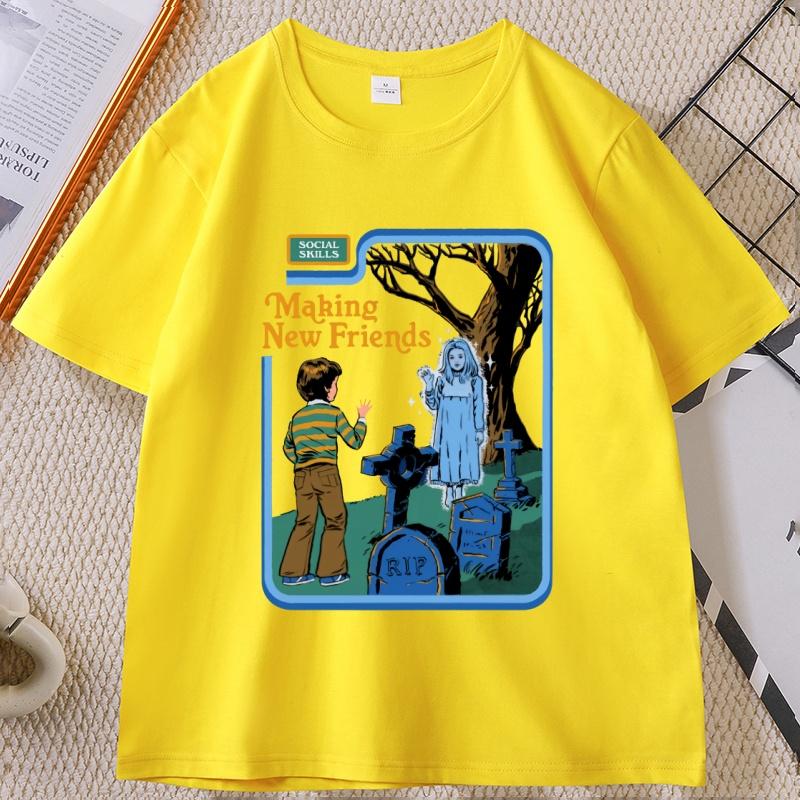 Social Skills Making New WOMEN Friends TShirts Hip Hop Breathable Tops Cotton Short Sleeve Casual T Shirt Oversized Streetwear