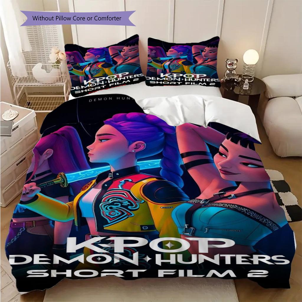 Kpop Demon Hunters Short Film 2 Threepiece Set 1 Duvet Cover 2 Pillowcase Without Core Bedding Set Duvet Cover And Pillowcase