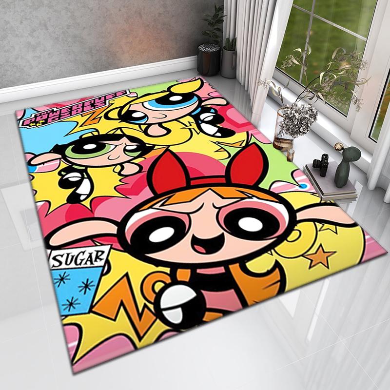 1Pc The Powerpuff Girls Printed Rectangle Carpet, Home Door Mat, Outdoor Travel Protection Carpet A7