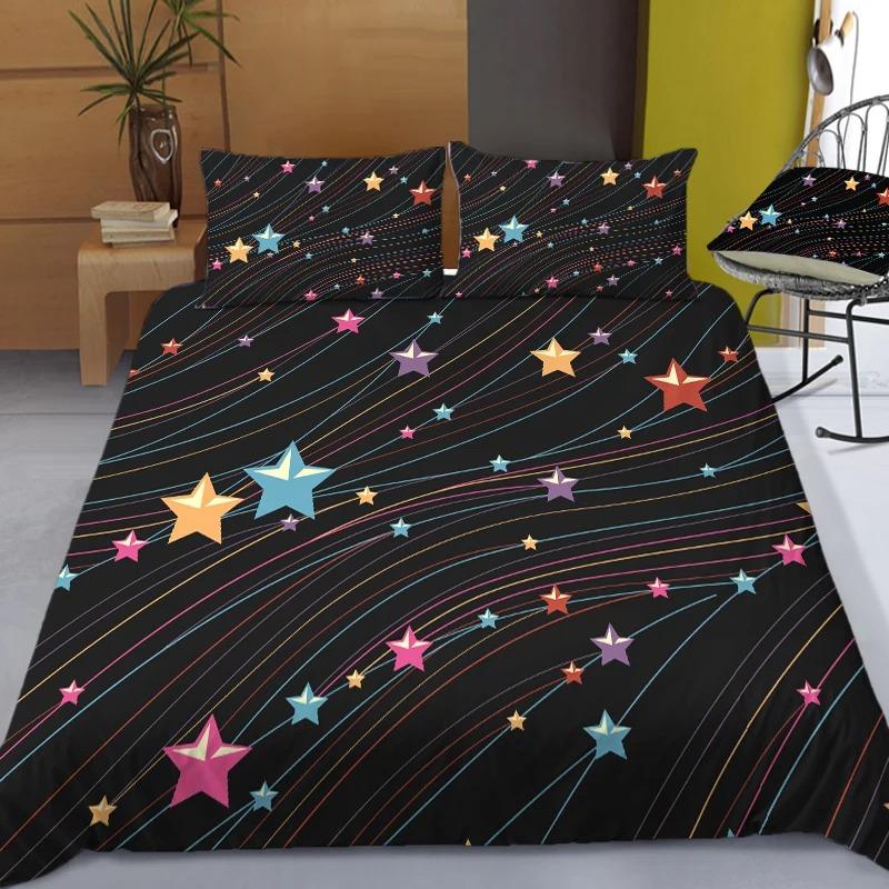 Stars Bedding Set Night Sky Girls Boys Duvet Cover Set Dark Blue Home Textiles Galaxy Bedclothes Men Women Soft Quilt Cover