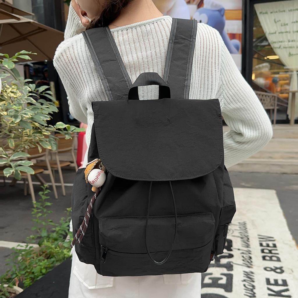 Schoolbag women's backpack 1011 new simple high-value ins style student schoolbag large-capacity drawstring travel backpack