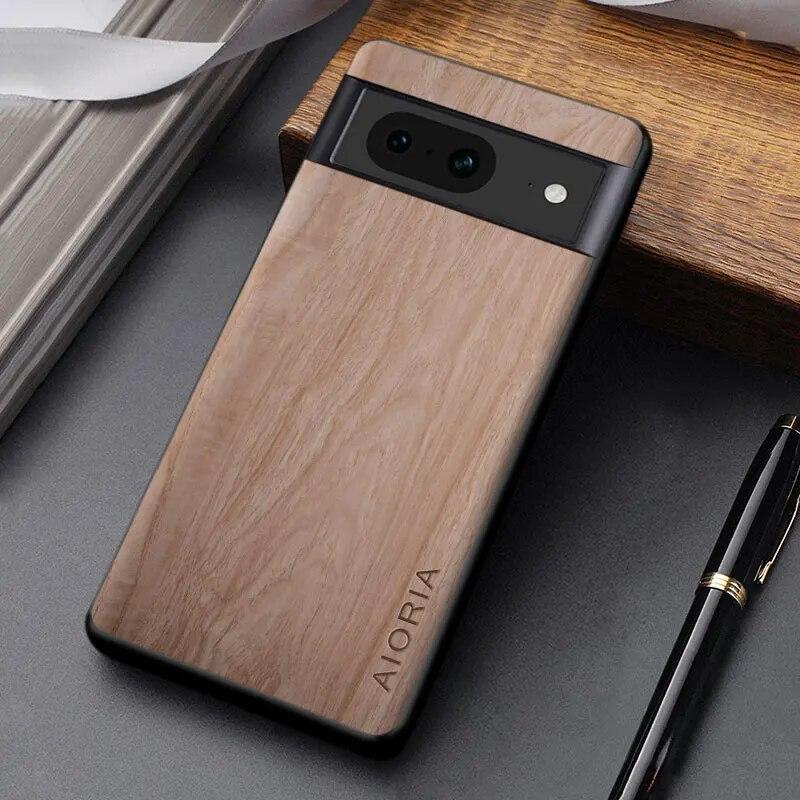 Husa pentru Google Pixel 8 Pro Husa de telefon din piele PU cu model din lemn de bambus de inalta calitate pentru husa Google Pixel 8