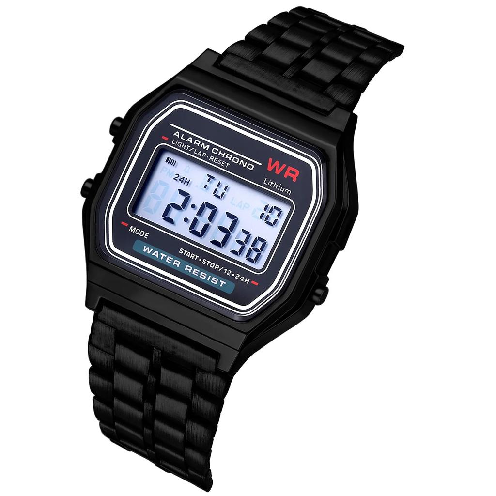 Luxury LED Digital Watches for Men Stainless Steel Gold Sliver Electronic Watch Fashion Business Mens Watch Relogios Masculino