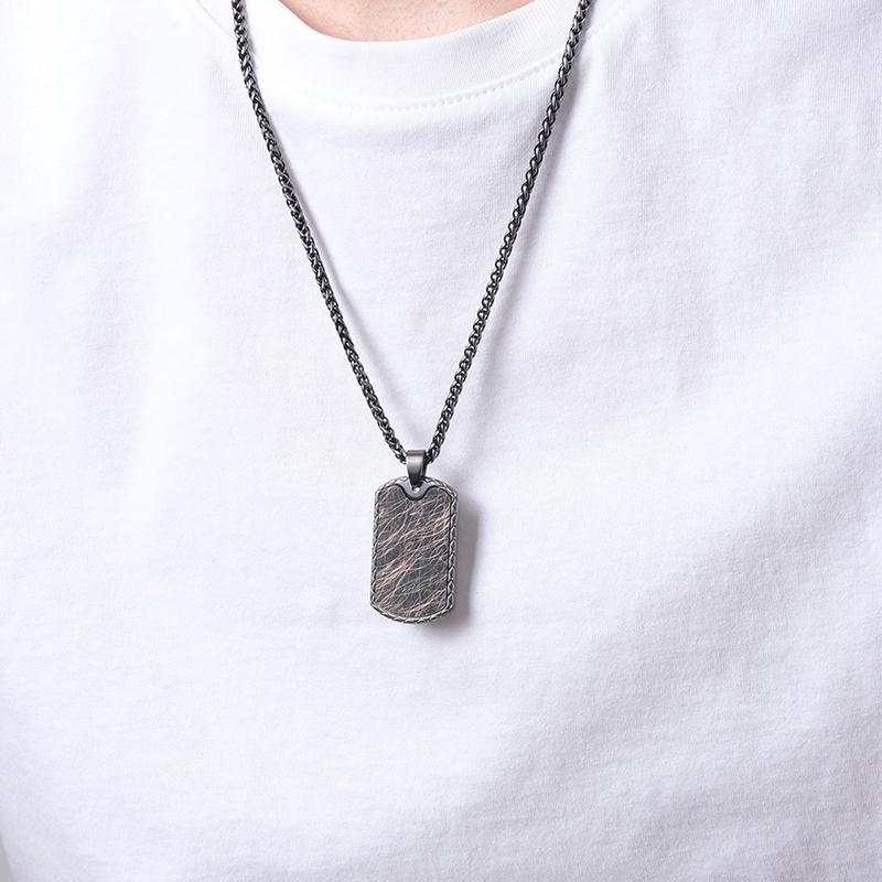 NEW Stainless Steel Military Pendant Smooth Plate Listing Dog Tag Men's Retro Necklace Accessories