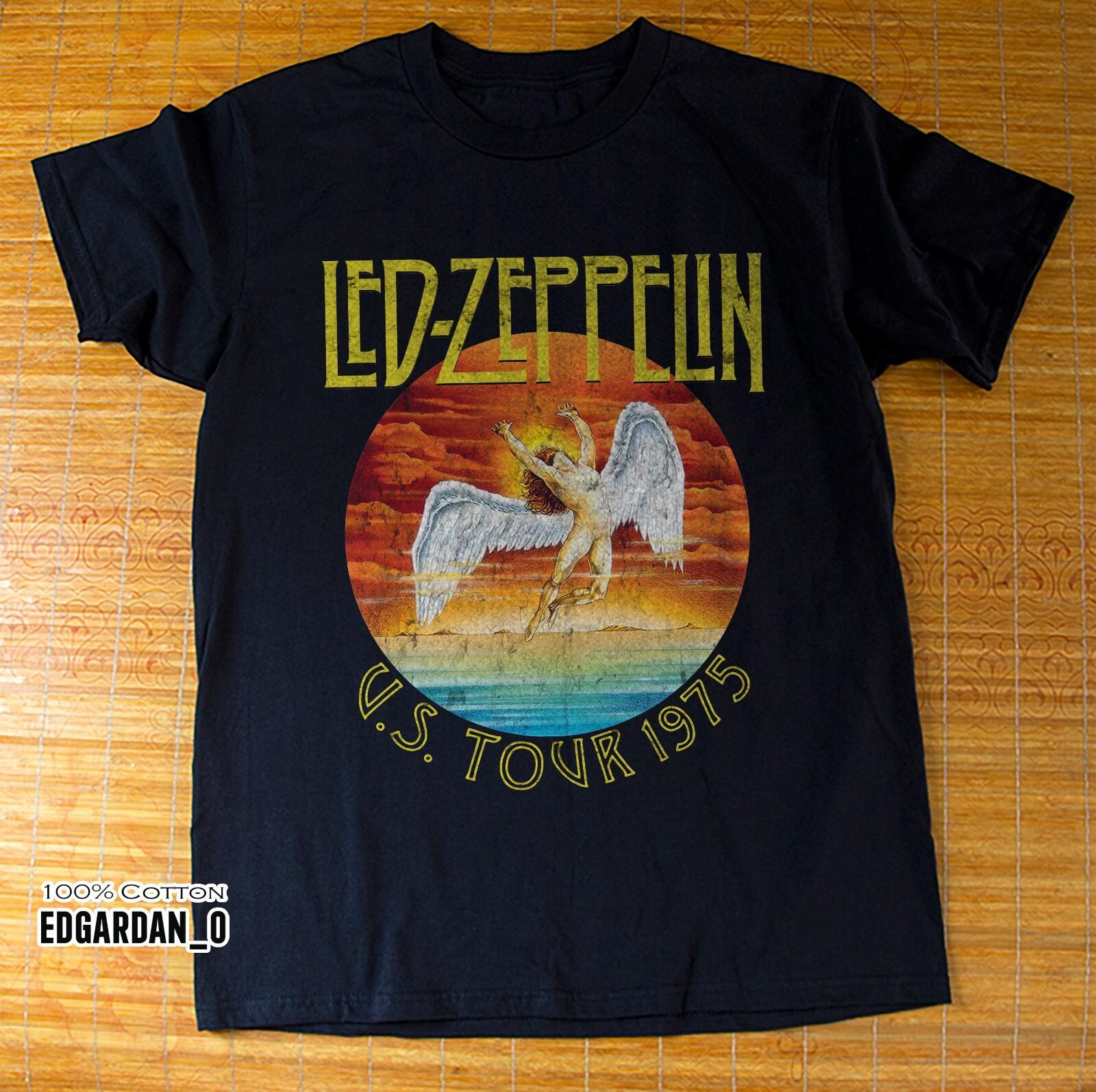 Led Zeppelin US TOUR 1975 Graphic Black Unisex T-shirt Size S-5XL L