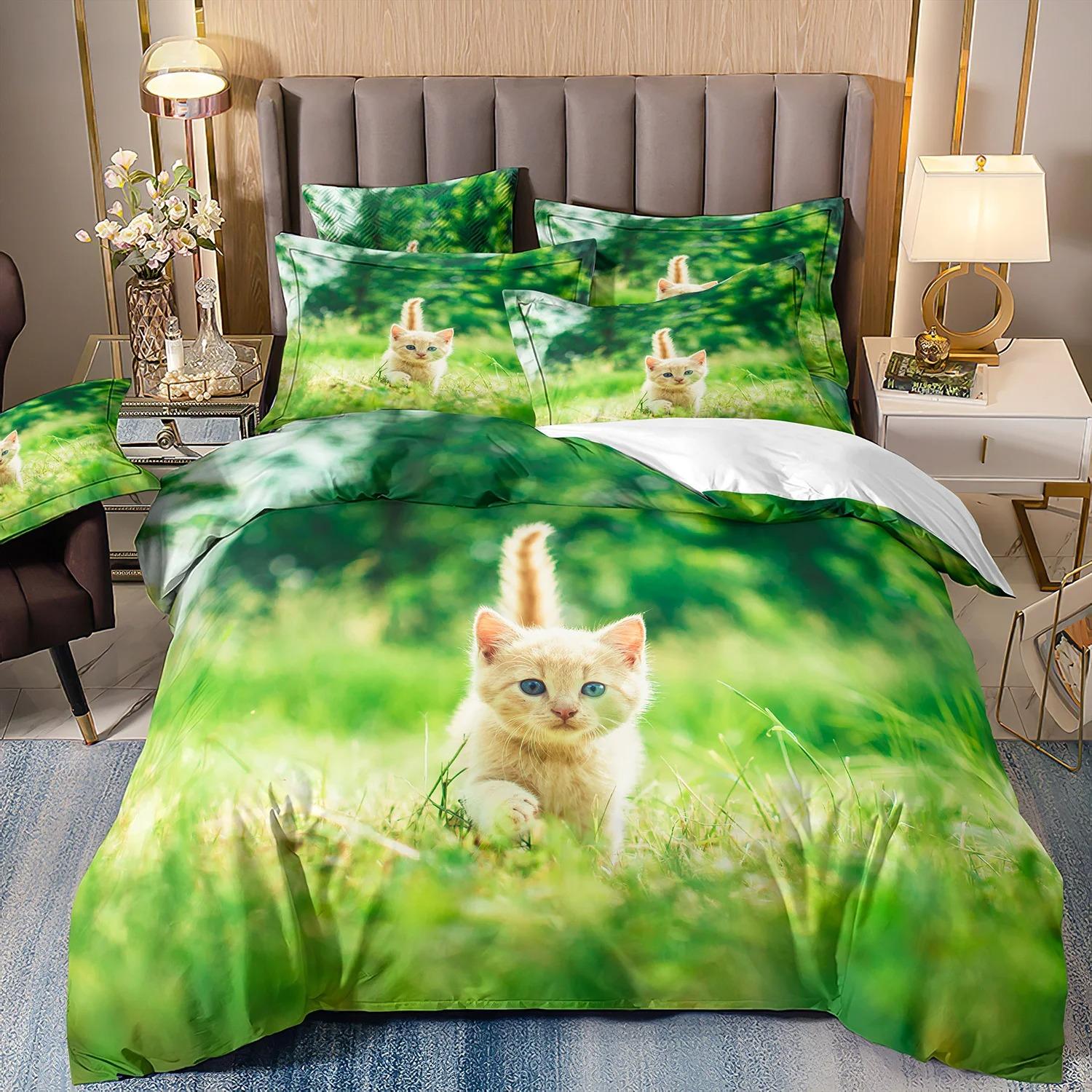 

Комплект постельного белья для котят для мальчика и девочки пододеяльник наволочка пододеяльник размера кинг, детские комплекты одеяла подарок 140х200см. 240x220cm