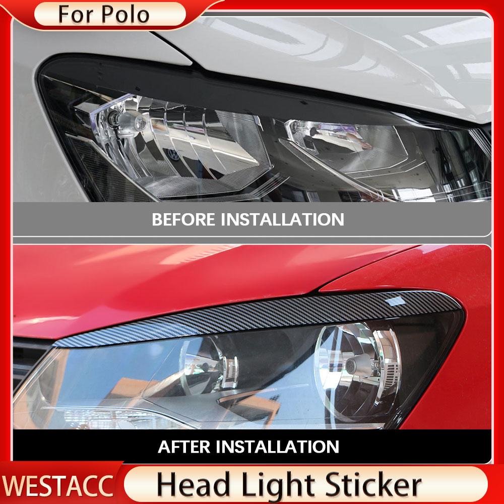 

2 шт., автомобильные фары, наклейки для бровей, накладка для Volkswagen VW POLO MK5 2011 2012 2013 2014 2015, аксессуары