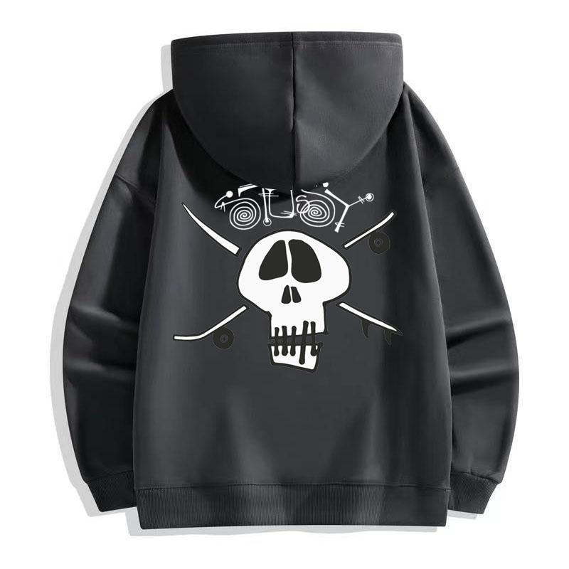 

Stussy Autumn/Winter Thickened Silver Fox Plush Warm High Quality Cotton Surfing Skateboard Skull Head Printed Hoodie